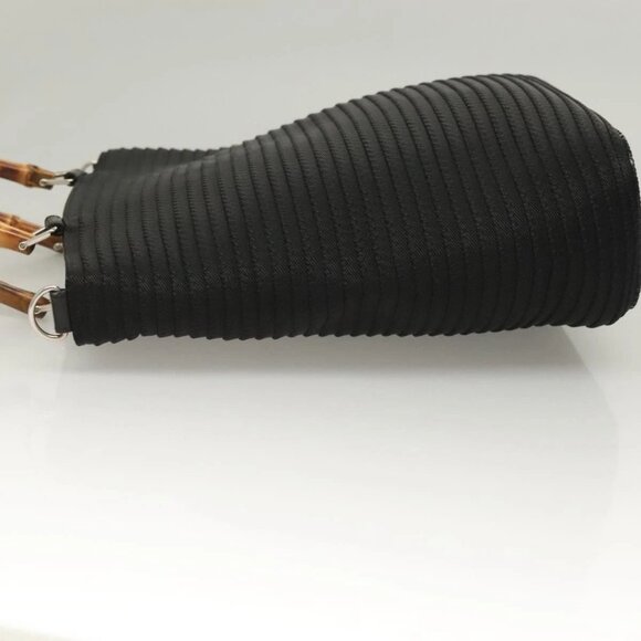 GUCCI Bamboo Hand Bag Canvas Outlet Black Silver 002 1998 0441 Auth BA3228 - Picture 6 of 16